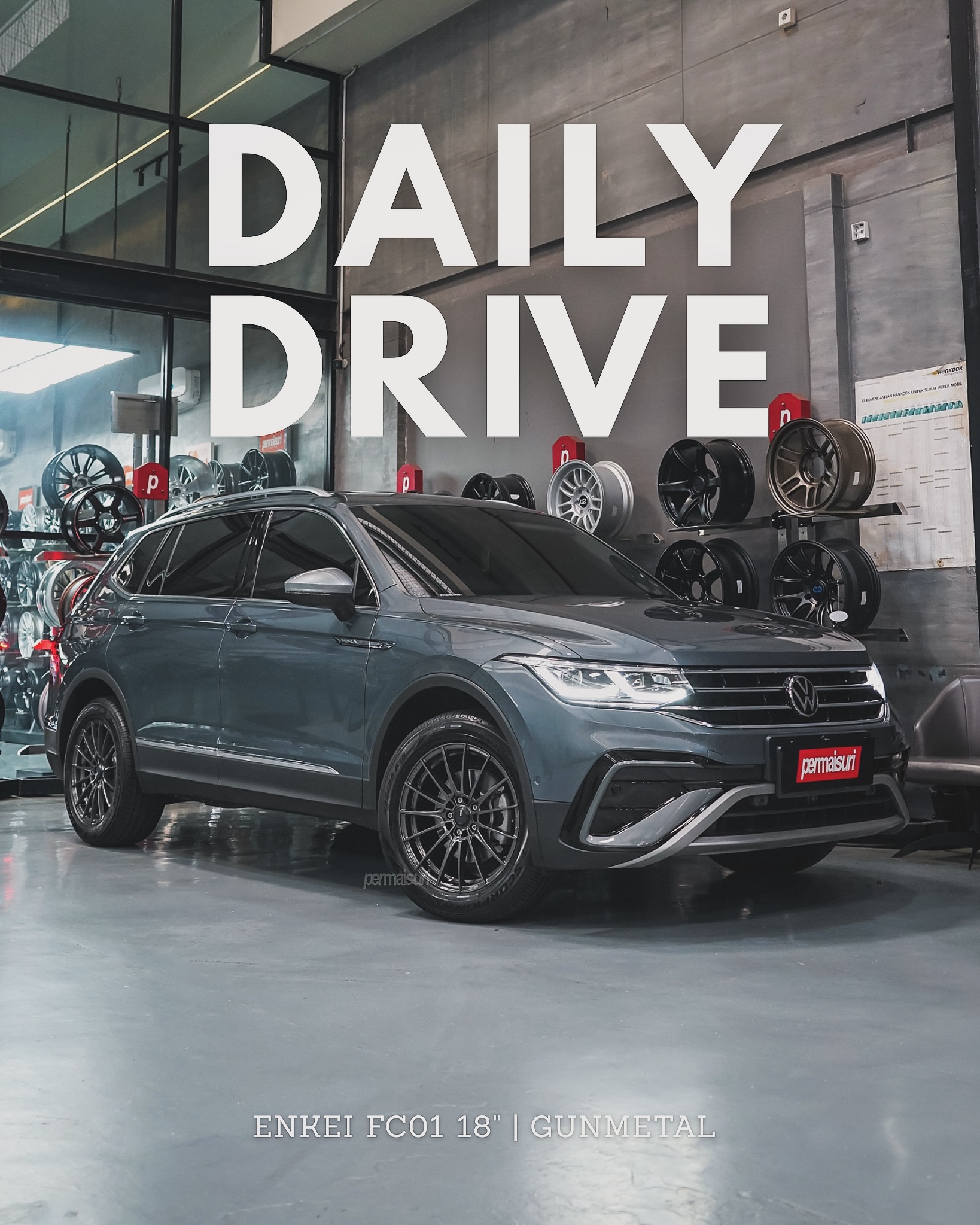 Daily driven setup done right 🔥

VW Tiguan Facelift ini tampil makin sporty dan proper buat harian setelah dipasangkan velg Enkei FC01 18" berbalut warna Gunmetal. Kombinasi warna bodi dan velg-nya dapet banget tetap nyaman untuk harian, tapi tampil...